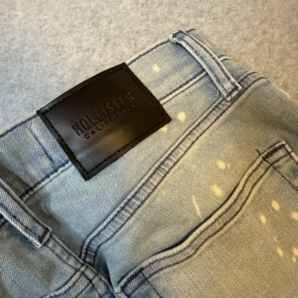 Hollister Super Skinny Jeans Light Wash Distressed Paint Splatter Ripped W 28/6 - Picture 7 of 9
